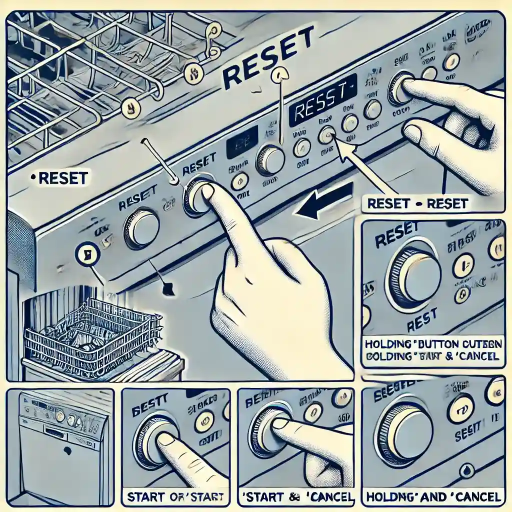 A clear example of resetting a dishwasher.