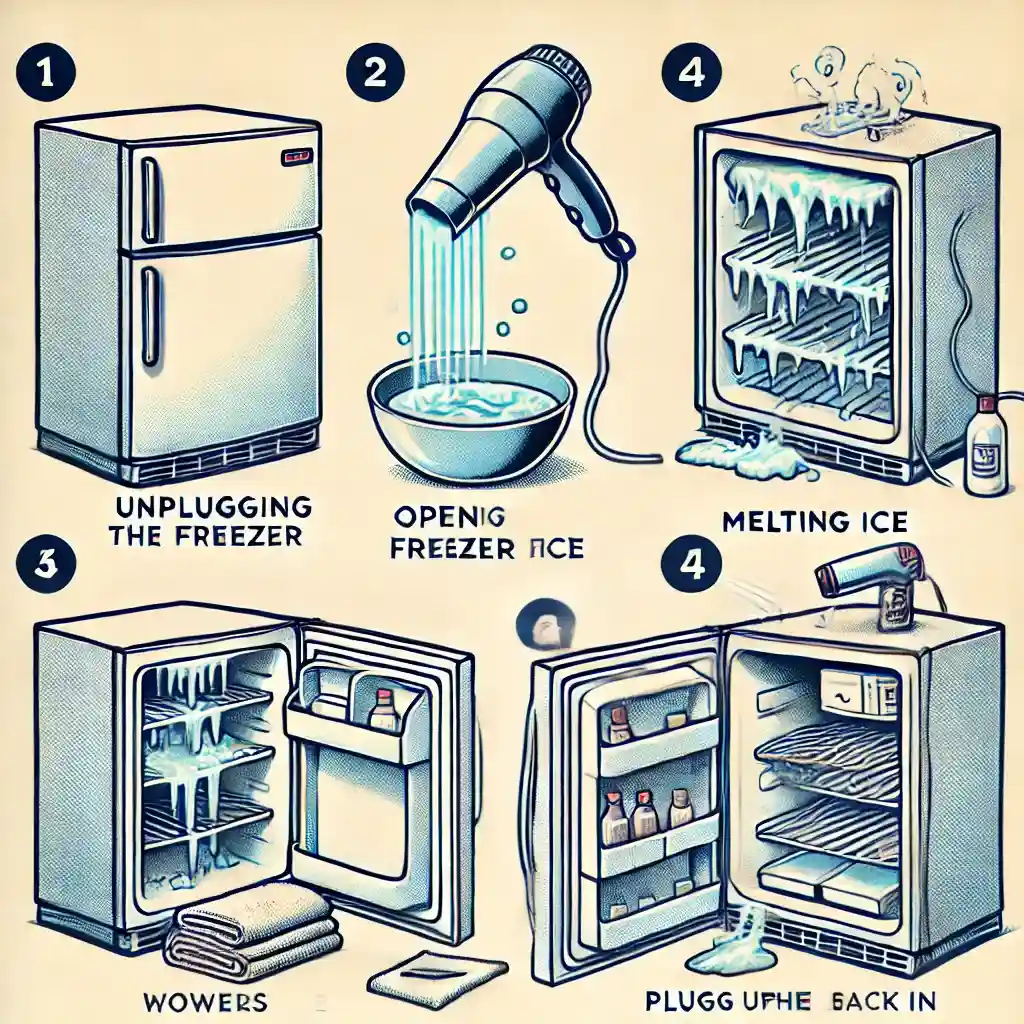 Freezer defrosting process