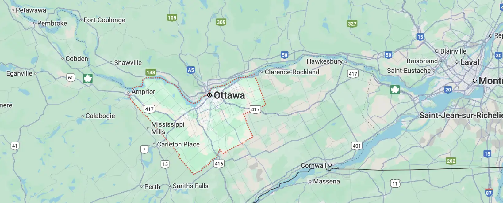 Ottawa areas we serve